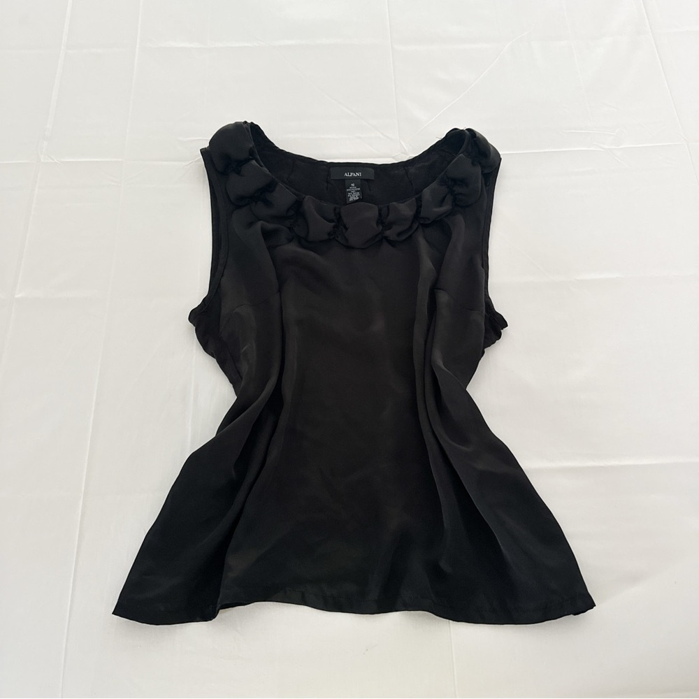 Alfani Black Sleeveless Tank Top with Floral Accents